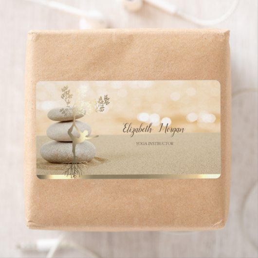 Zen Stone Sand Gold Tree Women Silhouette  ラベル (インサイチュ)