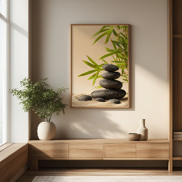 Zen Stone Stack - Minimal Japandi Wall Art Print ポスター