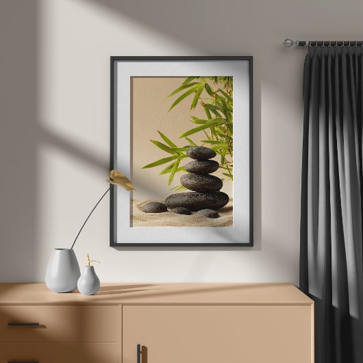 Zen Stone Stack - Minimal Japandi Wall Art Print ポスター