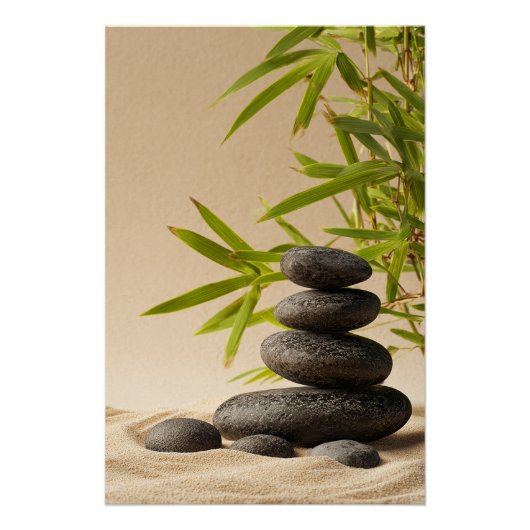 Zen Stone Stack - Minimal Japandi Wall Art Print ポスター (正面)