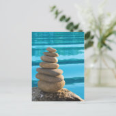 Zen stone tower with blue water postcard ポストカード (スタンド正面)