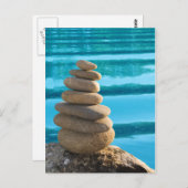 Zen stone tower with blue water postcard ポストカード (正面/裏面)