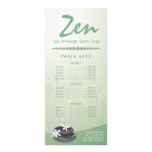 ZEN Stone YOGAスパマッサージ美しいサロン価格表 ラックカード (正面)