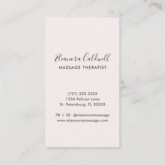 Zen Stonesシンボルロゴ赤面ピンクマッサージセラピー 名刺 (裏面)