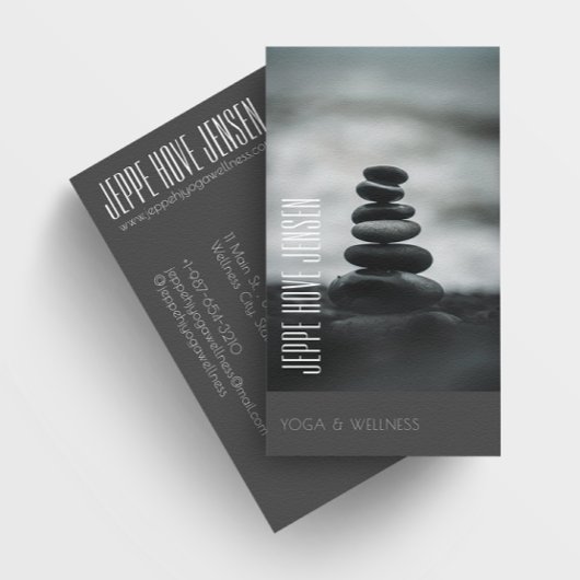Zen Stones Yoga & Wellness Black and White Busine 名刺