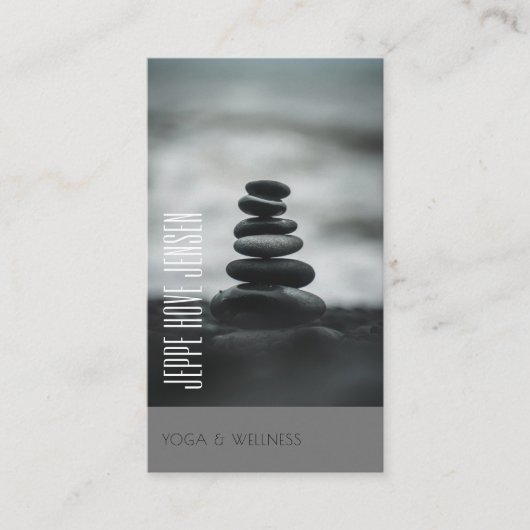 Zen Stones Yoga & Wellness Gray and White 名刺 (正面)