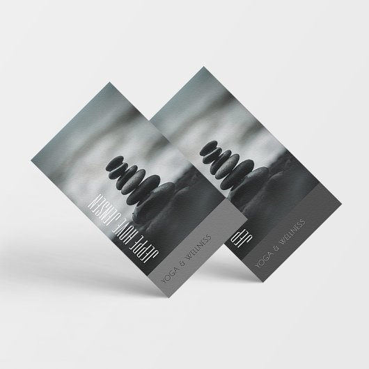Zen Stones Yoga & Wellness Gray and White 名刺
