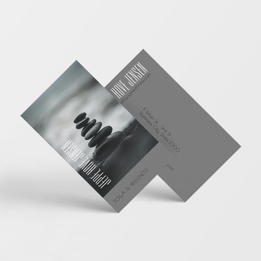 Zen Stones Yoga & Wellness Gray and White 名刺