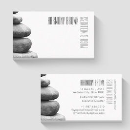 Zen Stones Yoga & Wellness White Business Card 名刺