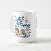 Zen Stretch laugh repeat yoga lover コーヒーマグカップ (正面左)