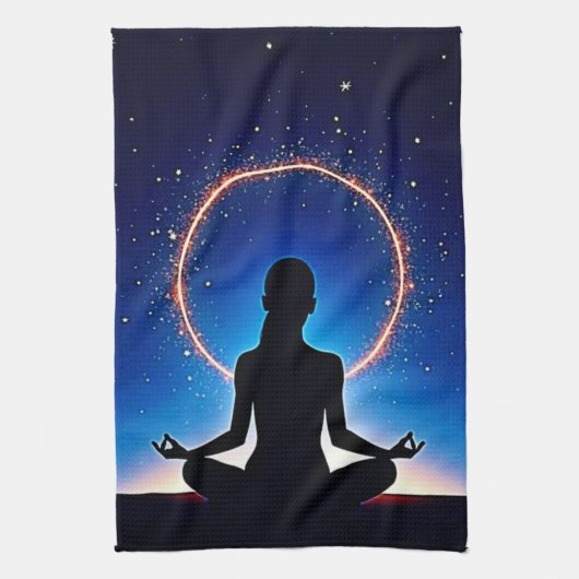 Zen Under Stars: Cosmic Meditation キッチンタオル (縦)
