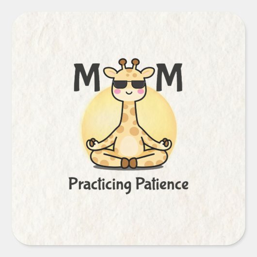 Zen Vibe | Practicing Patience Giraffe スクエアシール (正面)