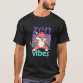 Zen Vibes Orange Cat練習用ヨガ Tシャツ (正面)