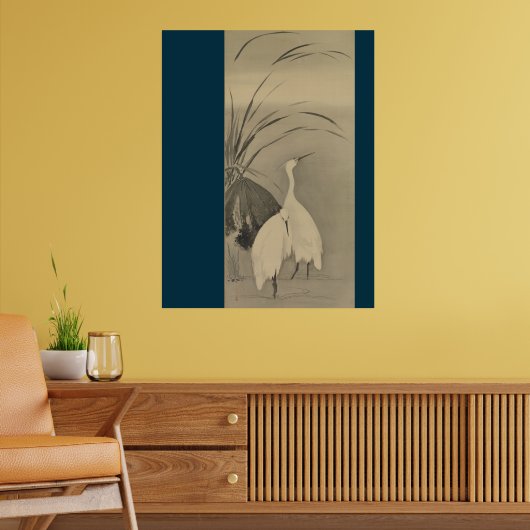 Zen Wall Decor - Minimalist Lotus & White Egrets  ポスター (リビング2)