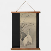 Zen Wall Decor - Minimalist Lotus & White Egrets 吊り下げ型タペストリー (正面)