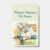 Zen Watercolor ペットシッターQRコード緊急ID バッジ (正面)