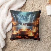 Zen Waterfall & Candles Luxury クッション (ブランケット)