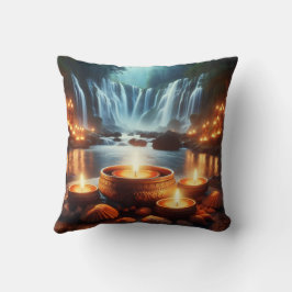 Zen Waterfall & Candles Luxury クッション