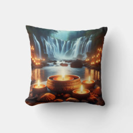 Zen Waterfall & Candles Luxury クッション