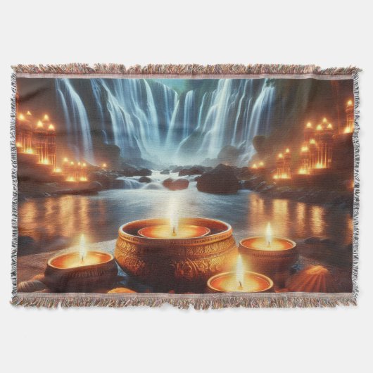 Zen Waterfall Night Landscape スローブランケット (正面)
