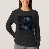 Zen Waterfall River in Bamboo Forest Tシャツ (正面)