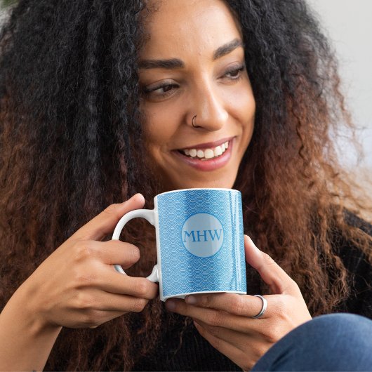 Zen Waves Asian-インスパイア Monogram コーヒーマグカップ