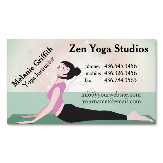 Zen Yogaインストラクター/トレーナー磁気名刺 マグネット名刺 (正面)