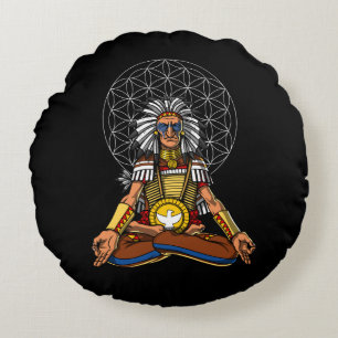 Zen Yoga先住民アメリカのチーフインディアン瞑想 ラウンドクッション