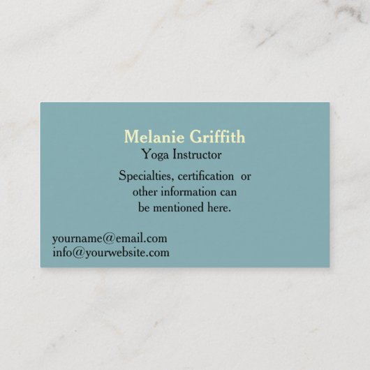 Zen Yoga -インストラクターまたはトレーナー 名刺 (裏面)