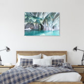 ZENAH | Glacial Blue Reflections - Abstract Marble キャンバスプリント (インサイチュ (寝室))