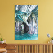 ZENAH | Glacial Blue Reflections - Abstract Marble キャンバスプリント (インサイチュ (リビング))