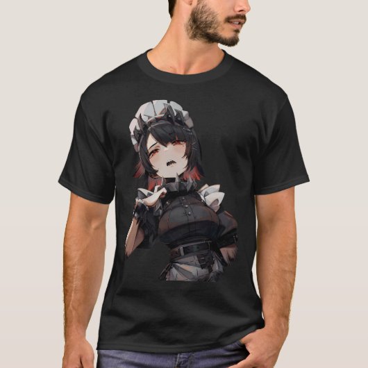 Zenless Zone Zero エレン・ジョー 赤い目 ゆるりとしたメイド Tシャツ (正面)