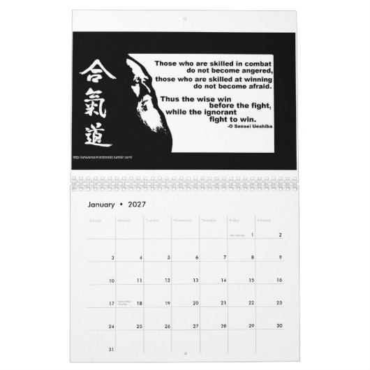 Zentality 2013の武道のテーマのカレンダー カレンダー (1月 2027)