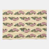 Zentangleのスタイルのオウム キッチンタオル (横)