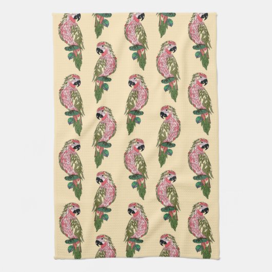 Zentangleのスタイルのオウム キッチンタオル (縦)