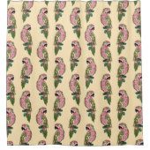 Zentangleのスタイルのオウム シャワーカーテン (正面)