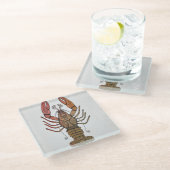 Zentangleのスタイルのロブスター ガラスコースター (アングル)