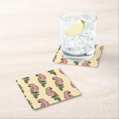 Zentangleのスタイルは2つをオウム返しします スクエアペーパーコースター (インサイチュ)