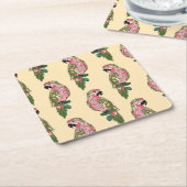 Zentangleのスタイルは2つをオウム返しします スクエアペーパーコースター (アングル)