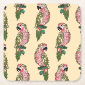 Zentangleのスタイルは2つをオウム返しします スクエアペーパーコースター (正面)