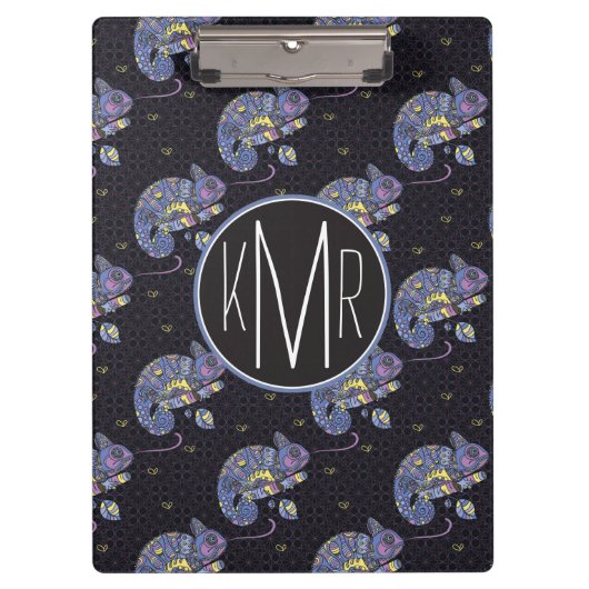 Zentangleのトカゲ|のモノグラム クリップボード (正面)