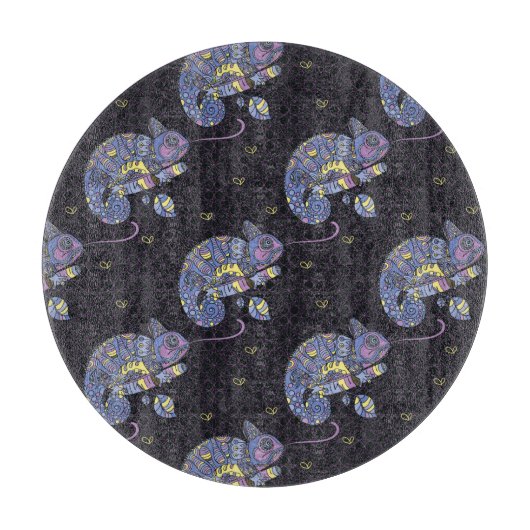 Zentangleのトカゲ カッティングボード (正面)