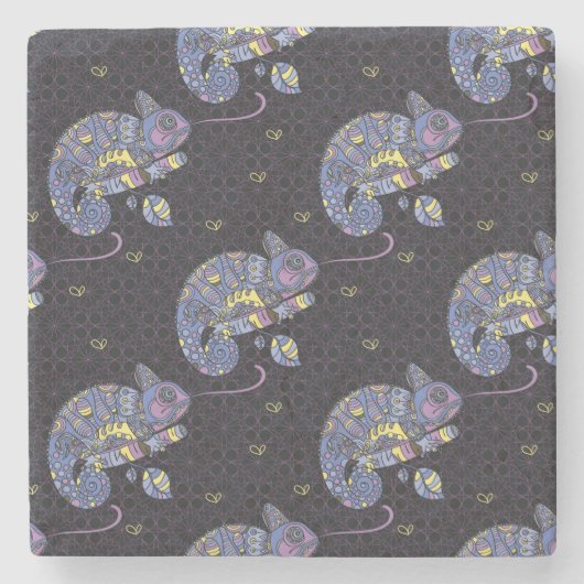 Zentangleのトカゲ ストーンコースター (正面)