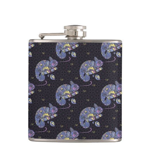 Zentangleのトカゲ フラスク (正面)