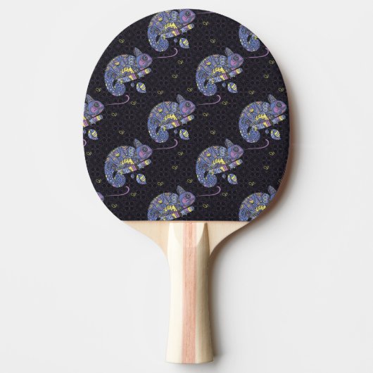 Zentangleのトカゲ 卓球ラケット (正面)