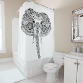 Zentangleはインドゾウをインスパイア シャワーカーテン (インサイチュ)