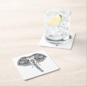 Zentangleはインドゾウをインスパイア スクエアペーパーコースター (インサイチュ)