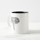 Zentangleはインドゾウをインスパイア ツートーンマグカップ (正面左)