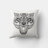 Zentangleはオオカミをインスパイア クッション (裏面)