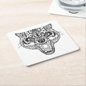 Zentangleはオオカミをインスパイア スクエアペーパーコースター (アングル)